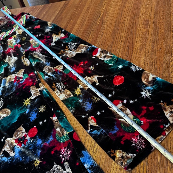 Womens (Jrs) Black Velvet Christmas Kitty Cat Holiday Overalls Jumpsuit - Picture 11 of 13